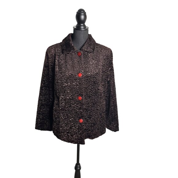 Vintage L.J.L. Sport Women's Chocolate Brown Faux Mink Short Coat M - Picture 1 of 12